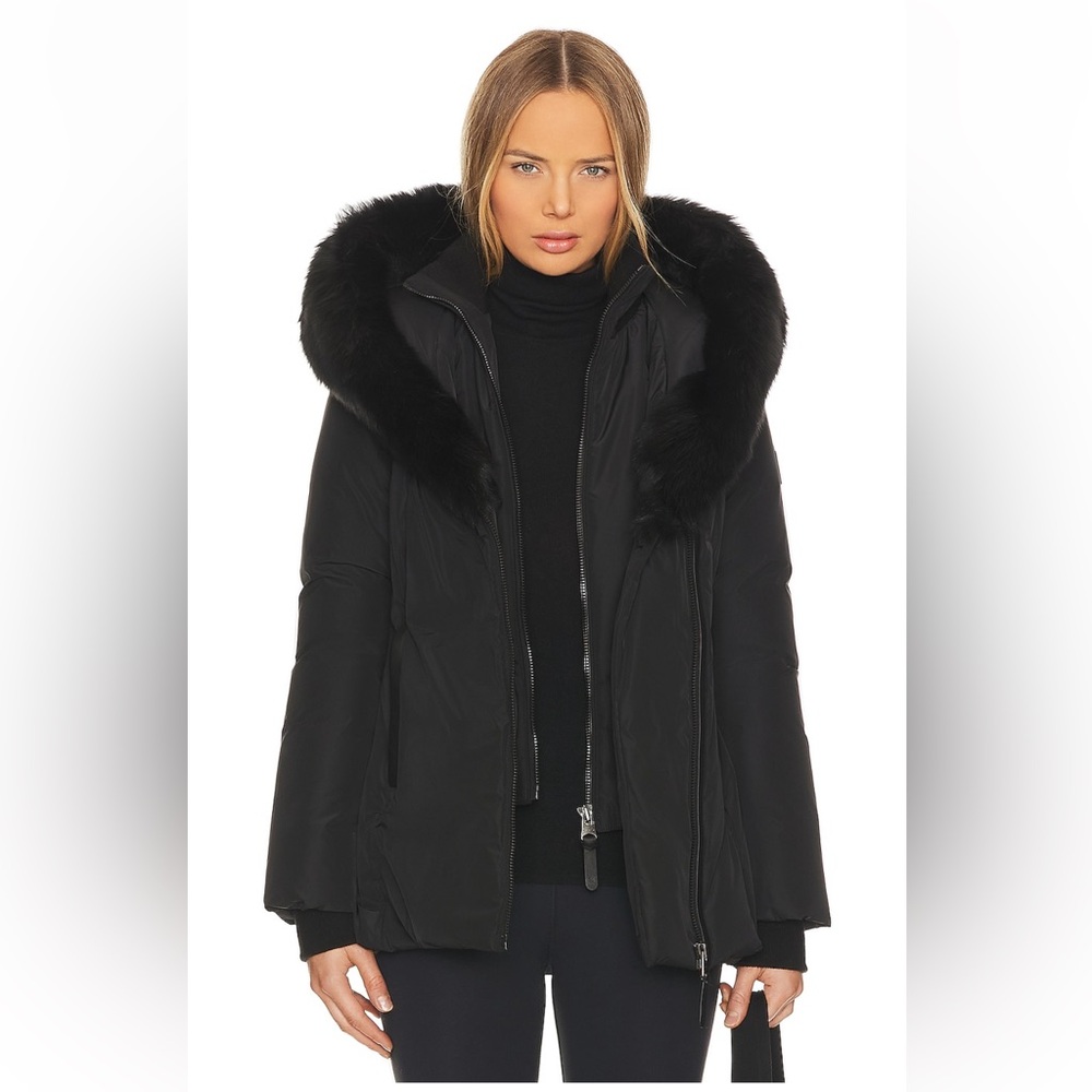 Mackage adali shearling Women's Black Fur-Trimmed collar coat